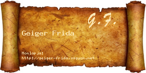 Geiger Frida névjegykártya